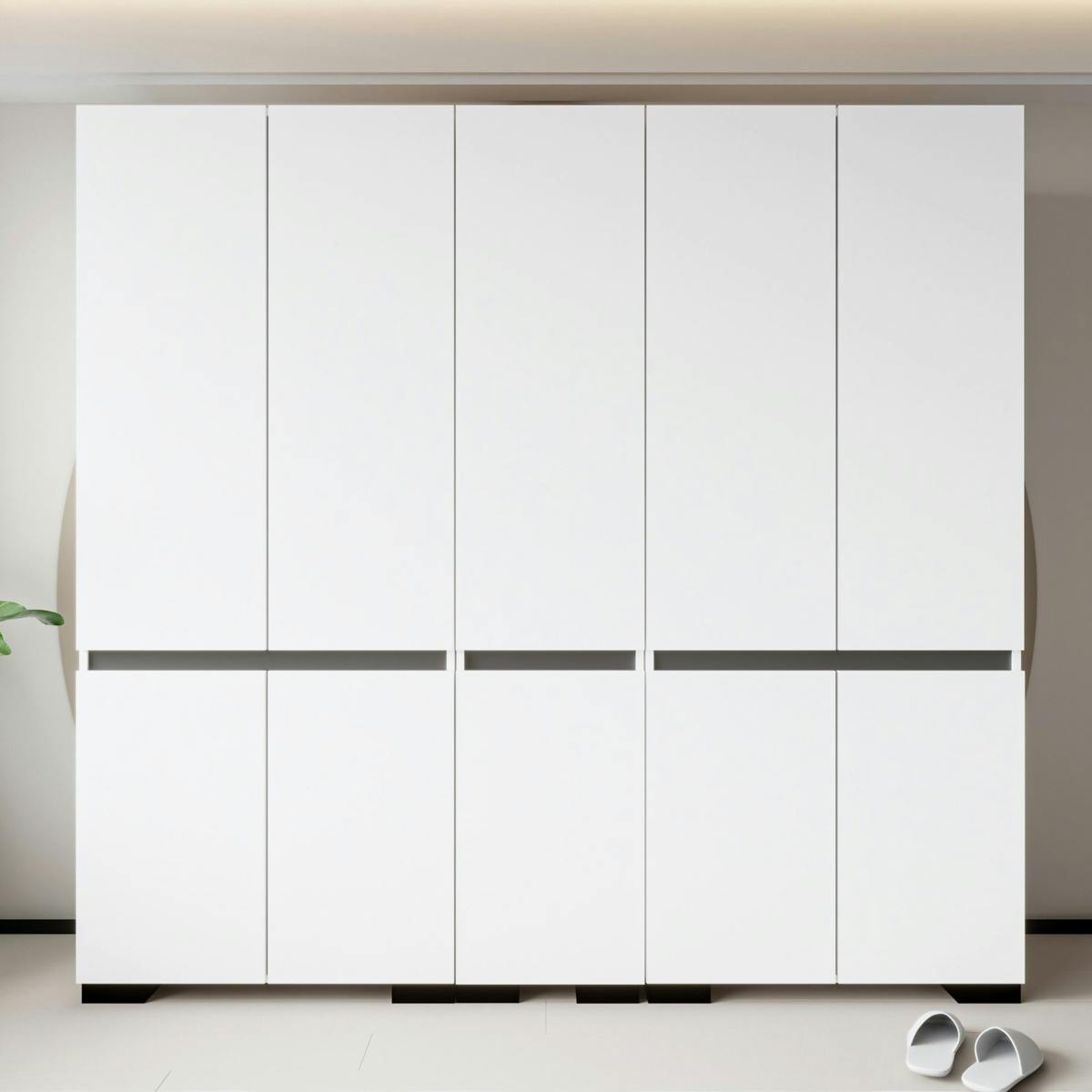 Dressing double blanc, 5 portes et 2 tringles BYRON