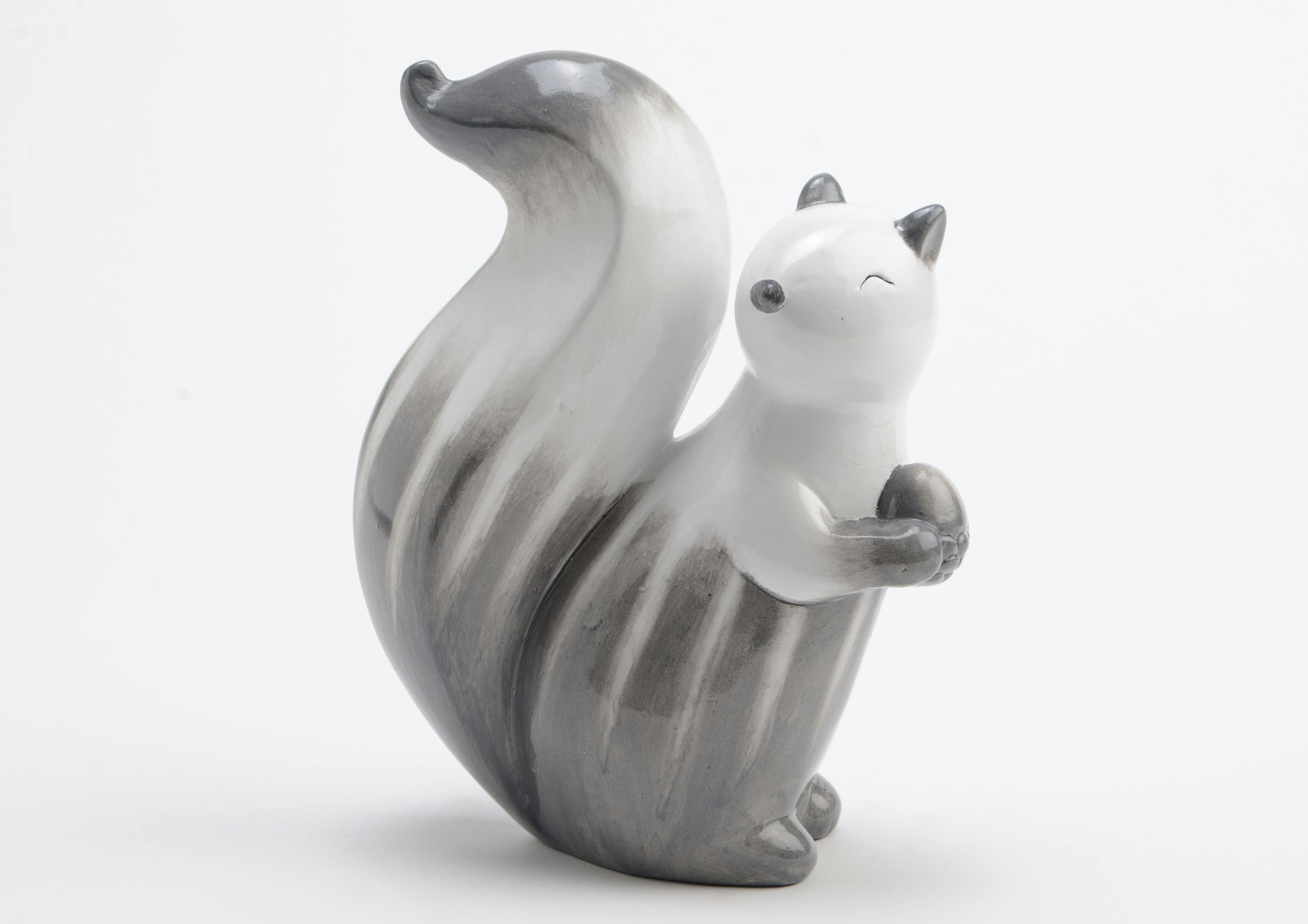 Ecureuil GASPARD terracotta gris et blanc 17x22x9cm