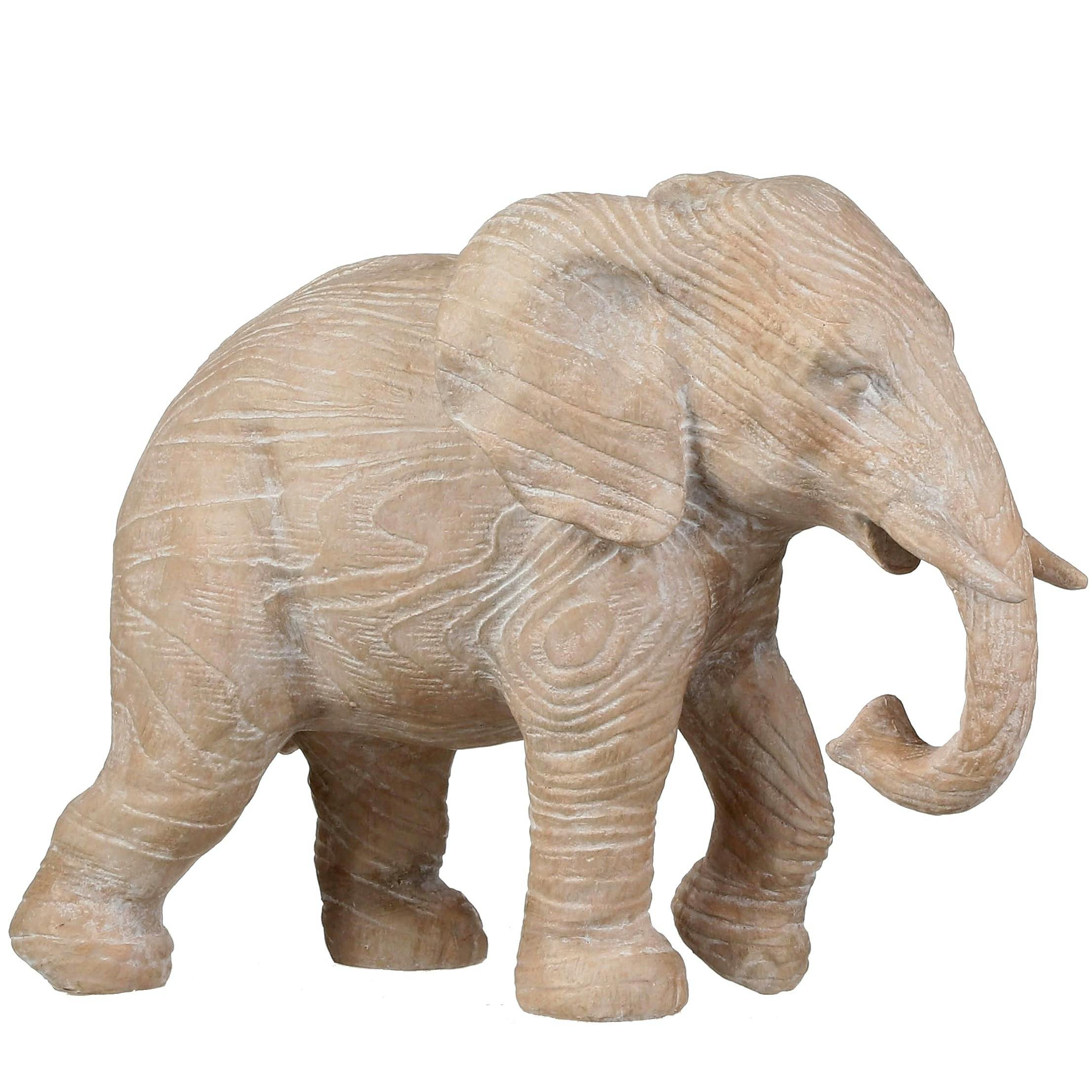 Eléphant bois naturel blanchi 28,5 cm