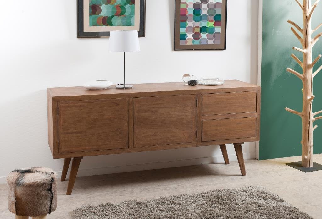 Grand buffet bahut en bois foncé de style scandinave
