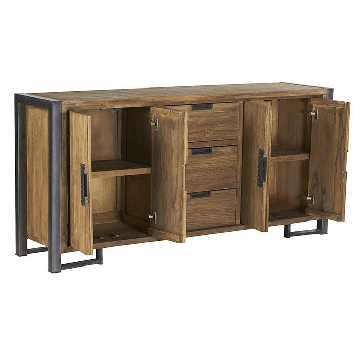 Enfilade en teck naturel 4 portes 3 tiroirs 186x88x45cm CANADA