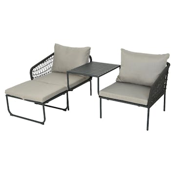 Ensemble de jardin (2 chaises + 1 table + 1 repose pieds)