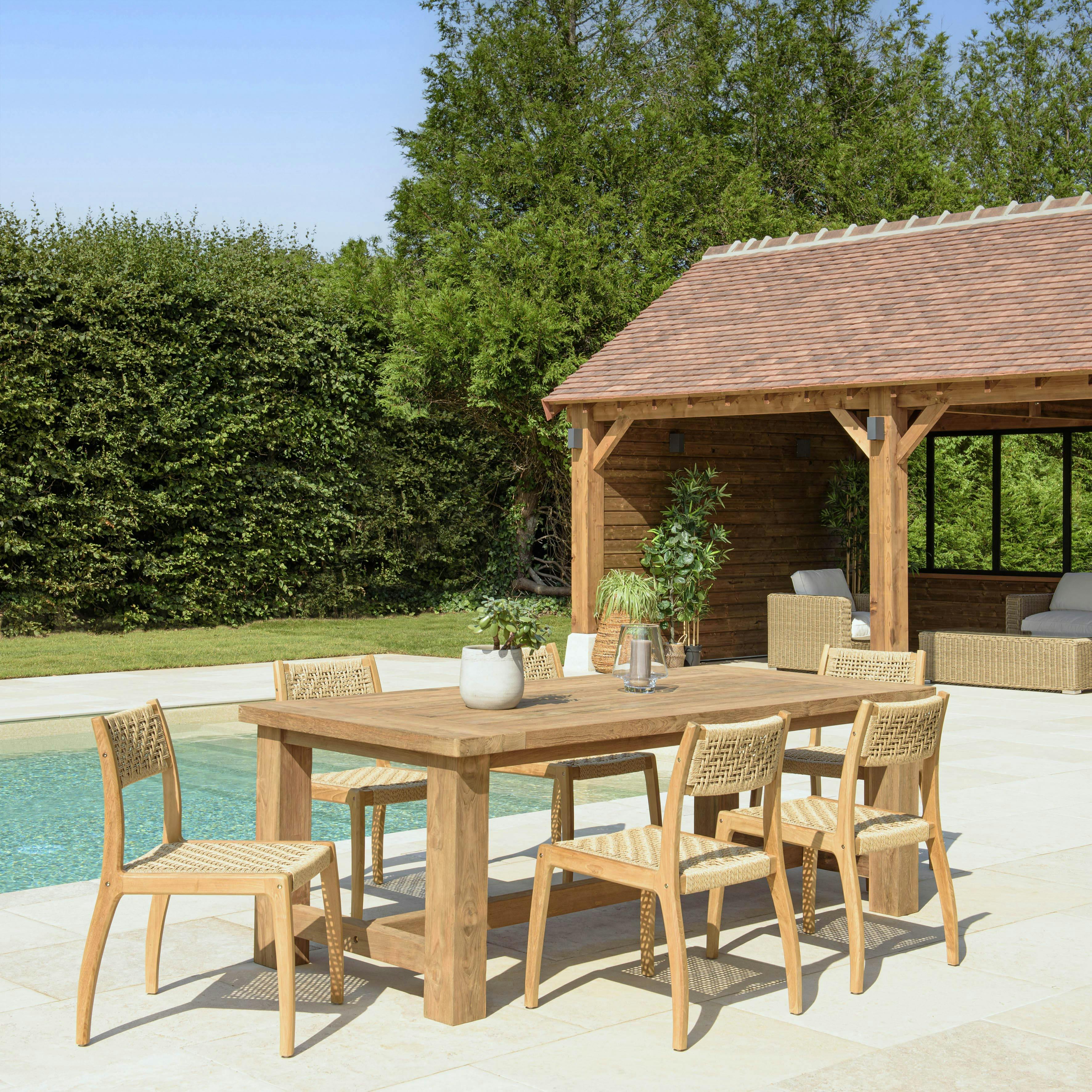 Ensemble de jardin table 220 cm et 6 chaises en rotin synthétique LUMIO