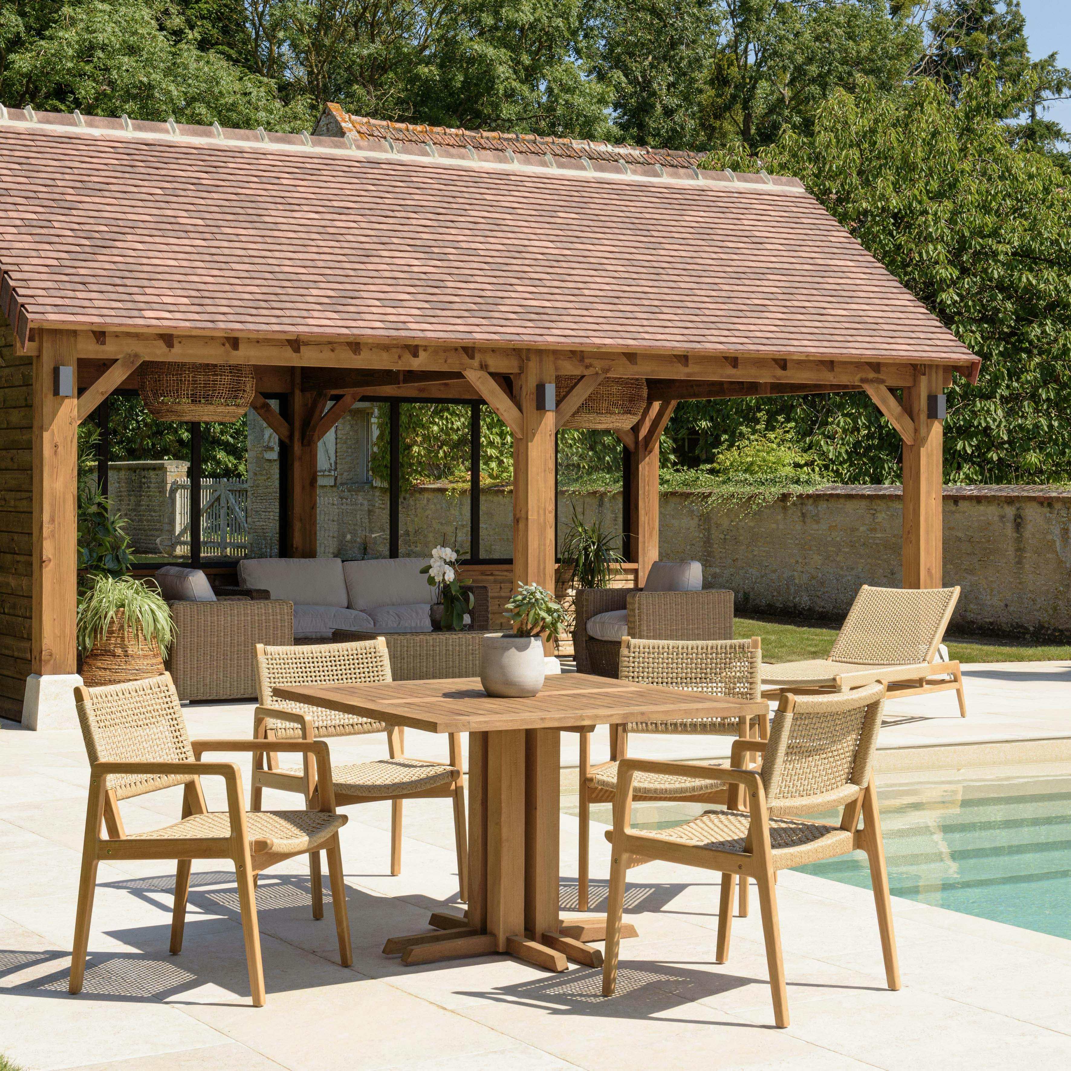 Ensemble de jardin Table carrée 4 fauteuils ecrus rotin synthétique  LUMIO