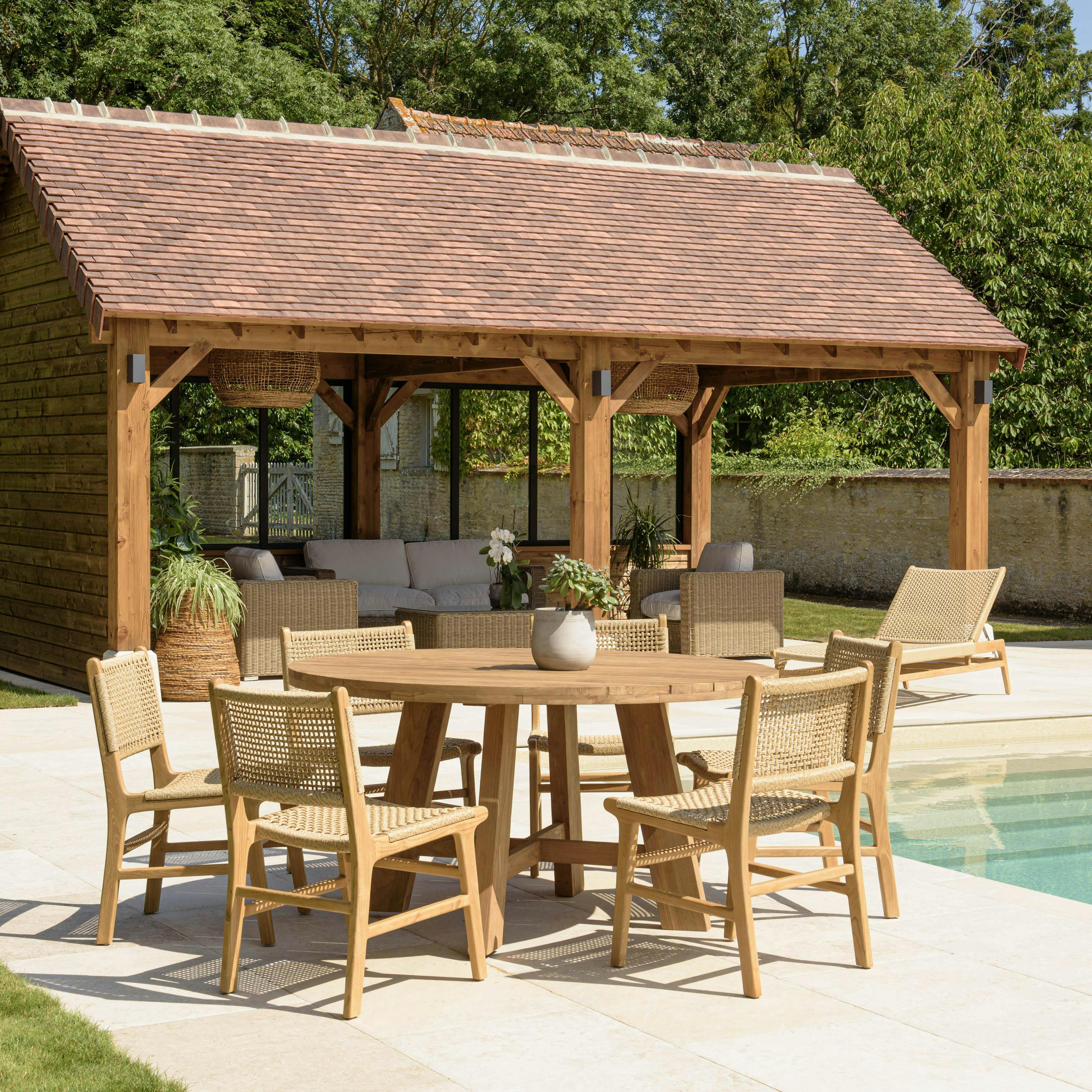 Ensemble de jardin Table ronde 4 chaises  rotin synthétique LUMIO