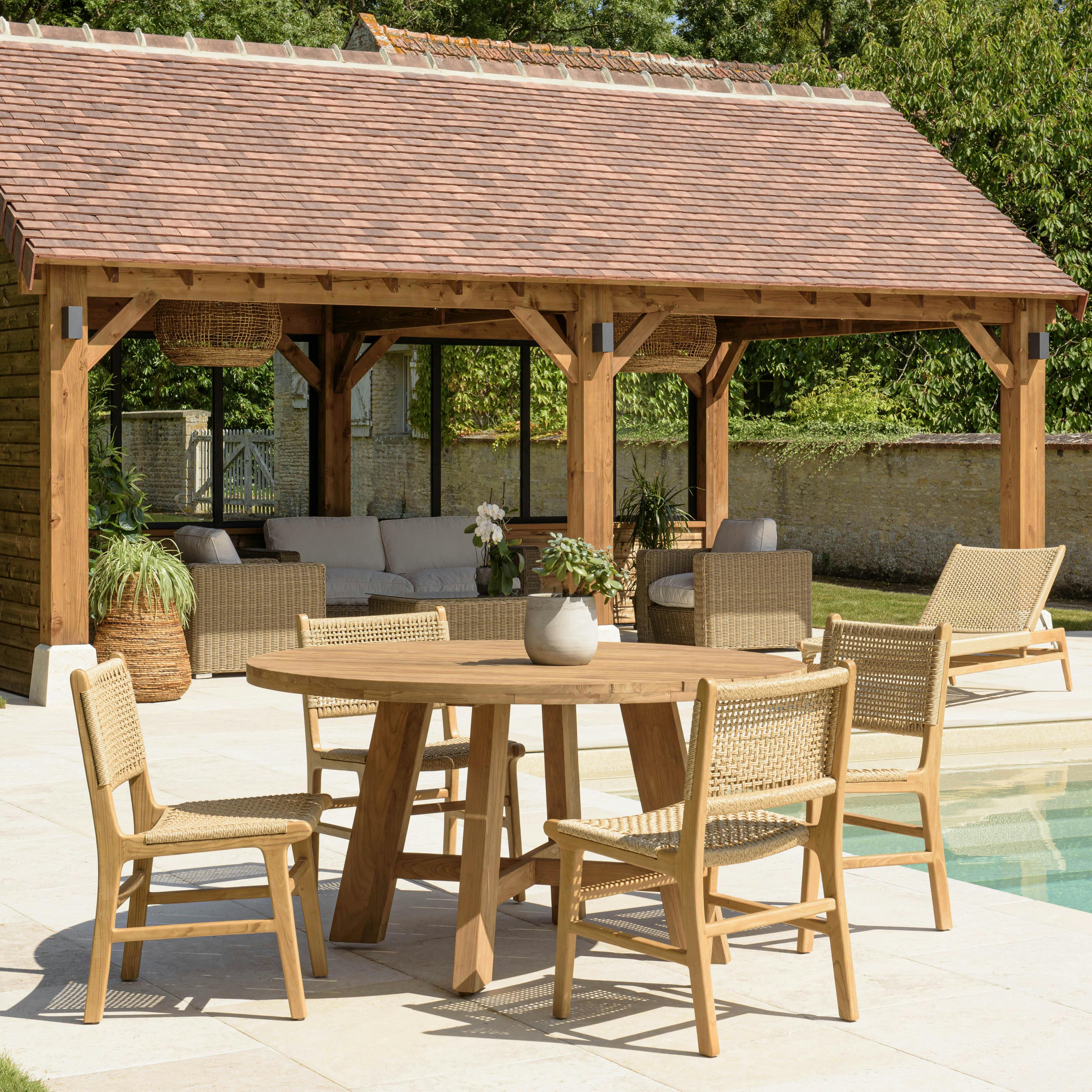 Ensemble de jardin Table ronde 4 chaises  rotin synthétique LUMIO