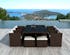 Ensemble de repas de jardin 10 personnes table + fauteuils + poufs encastrables en résine tressée CARACOL