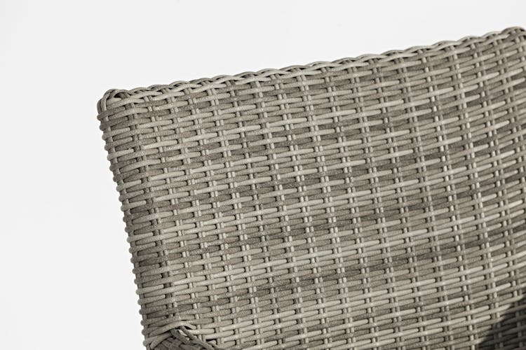 Ensemble de Repas ORLANDO 7 pièces 180cm en aluminium et résine tressé grise et coussins tissu gris
