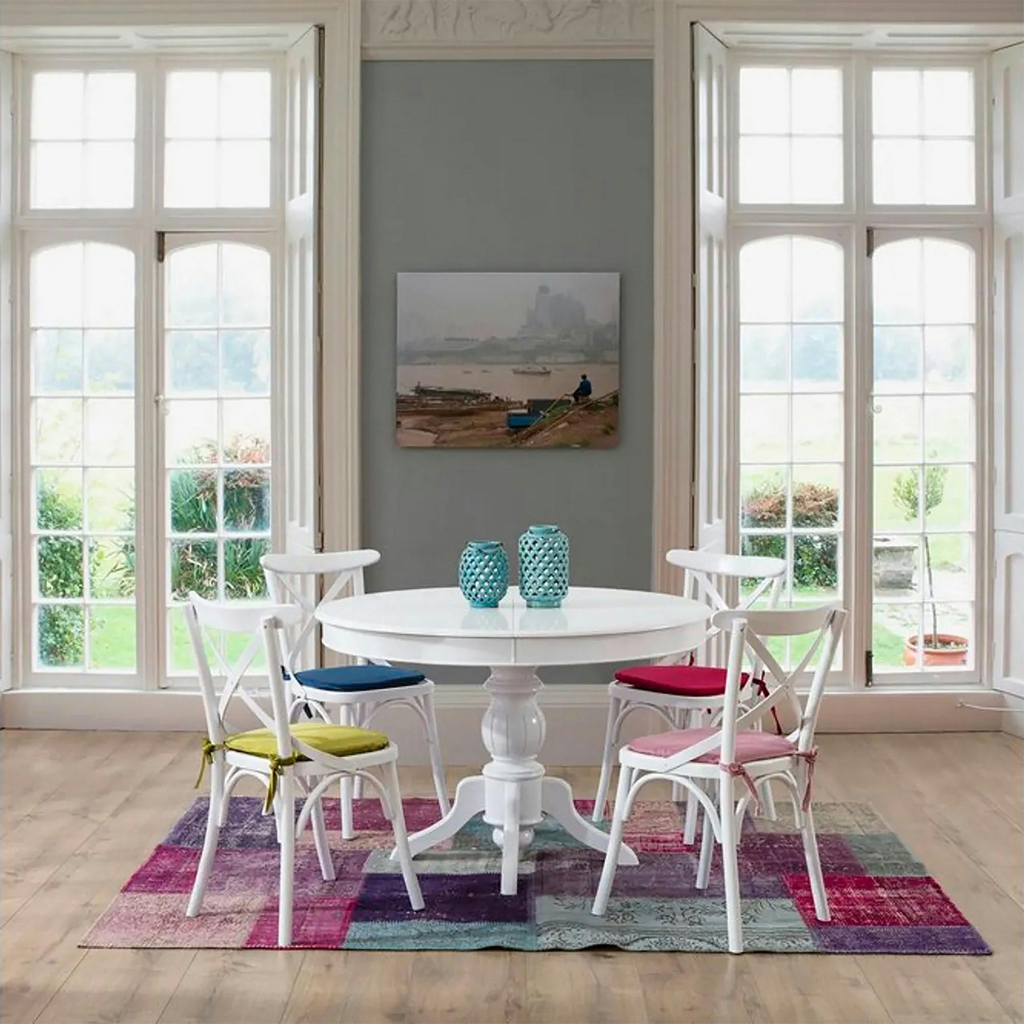 Ensemble salle à manger blanc - 4 chaises multicolores TENA