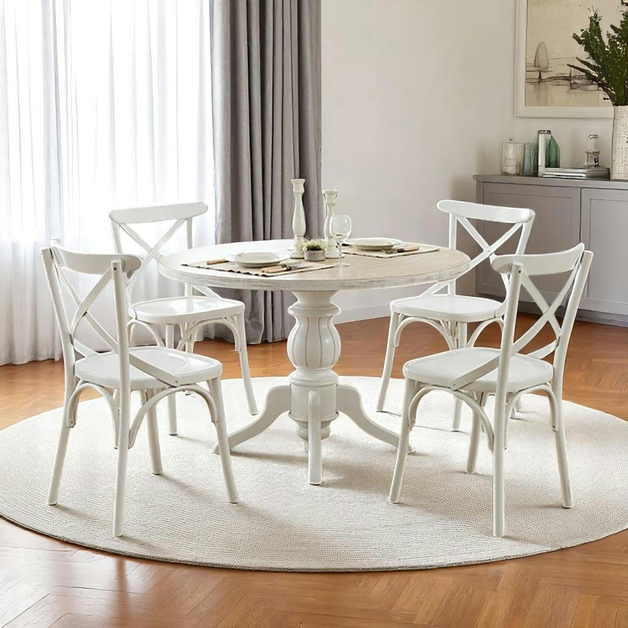 Ensemble salle à manger blanc - bistrot (5 pièces) TENA
