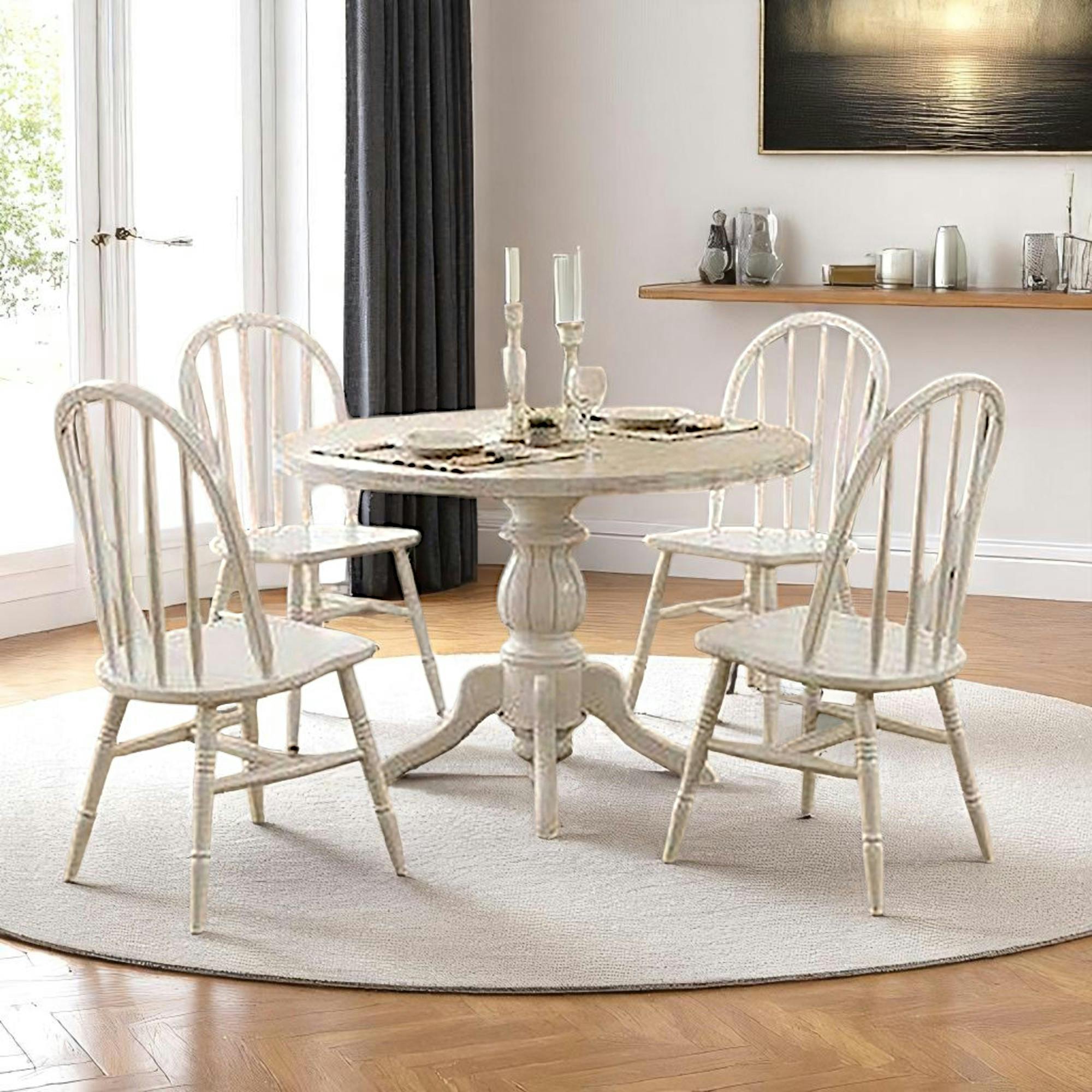 Ensemble salle à manger blanc - scandinave (5 pièces) TENA