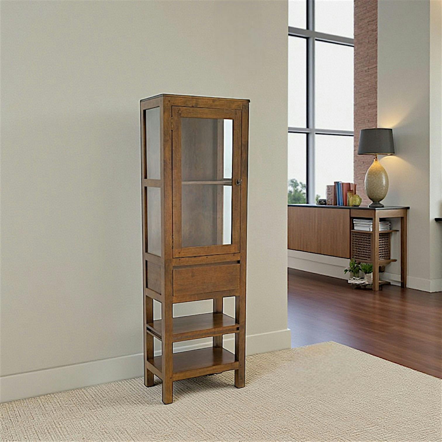Etagère 1 porte 1 tiroir hévéa 160cm OLGA