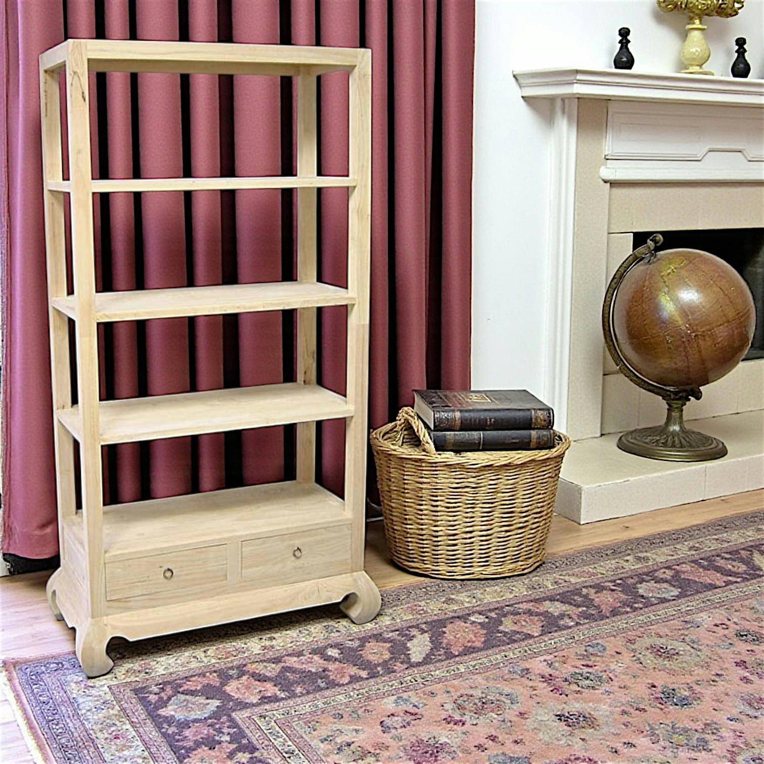 Etagère 4 étages hévéa 100x55x180cm MAORI