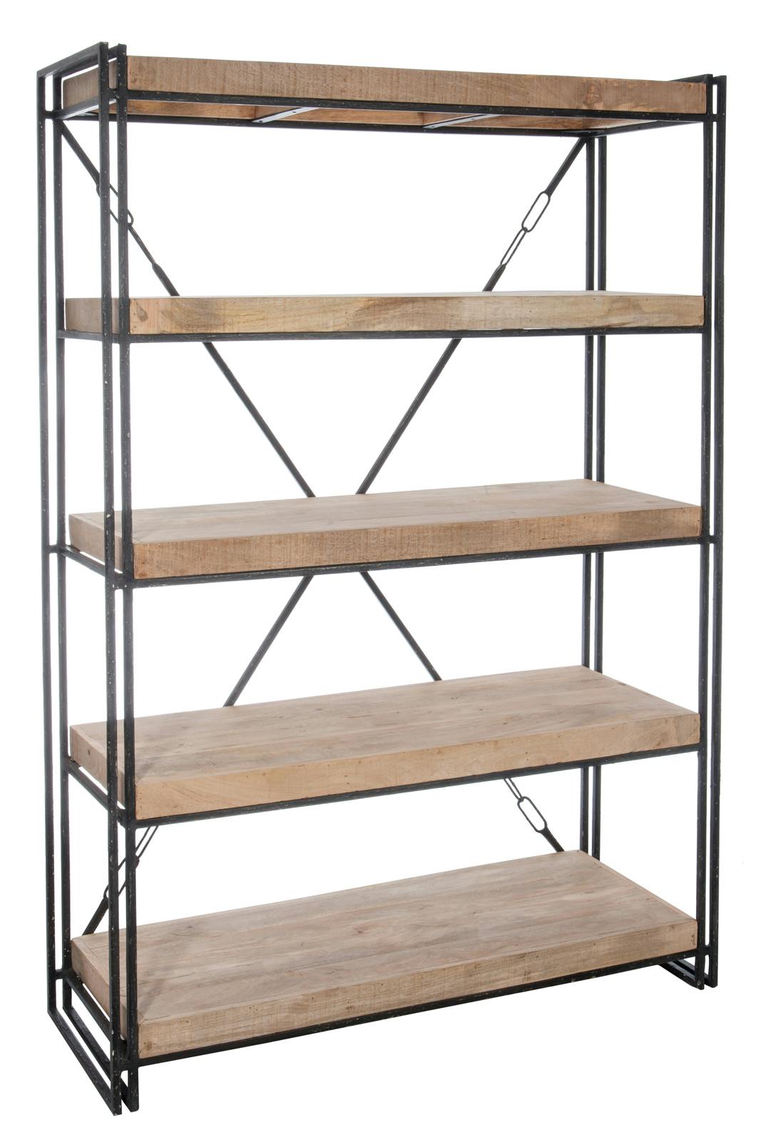Etagère 4 niveaux bois et métal - 127x46x183cm LANDAISE