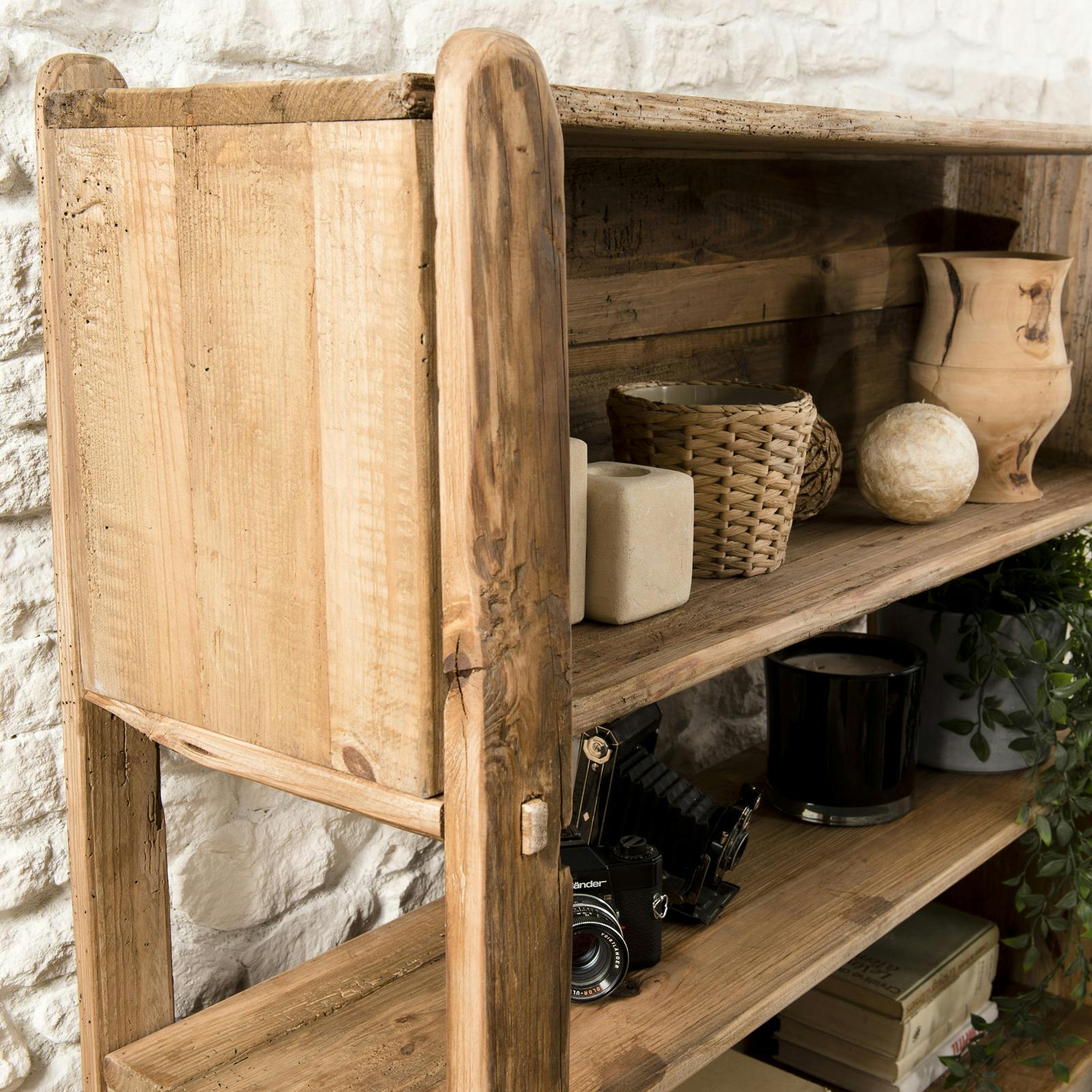 Etagère bibliothèque en bois de pin recyclé 5 niveaux DENVER