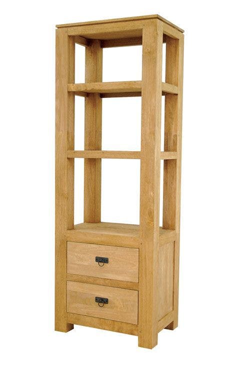 Etagère colonne 2 tirois hévéa massif H170cm HELENA