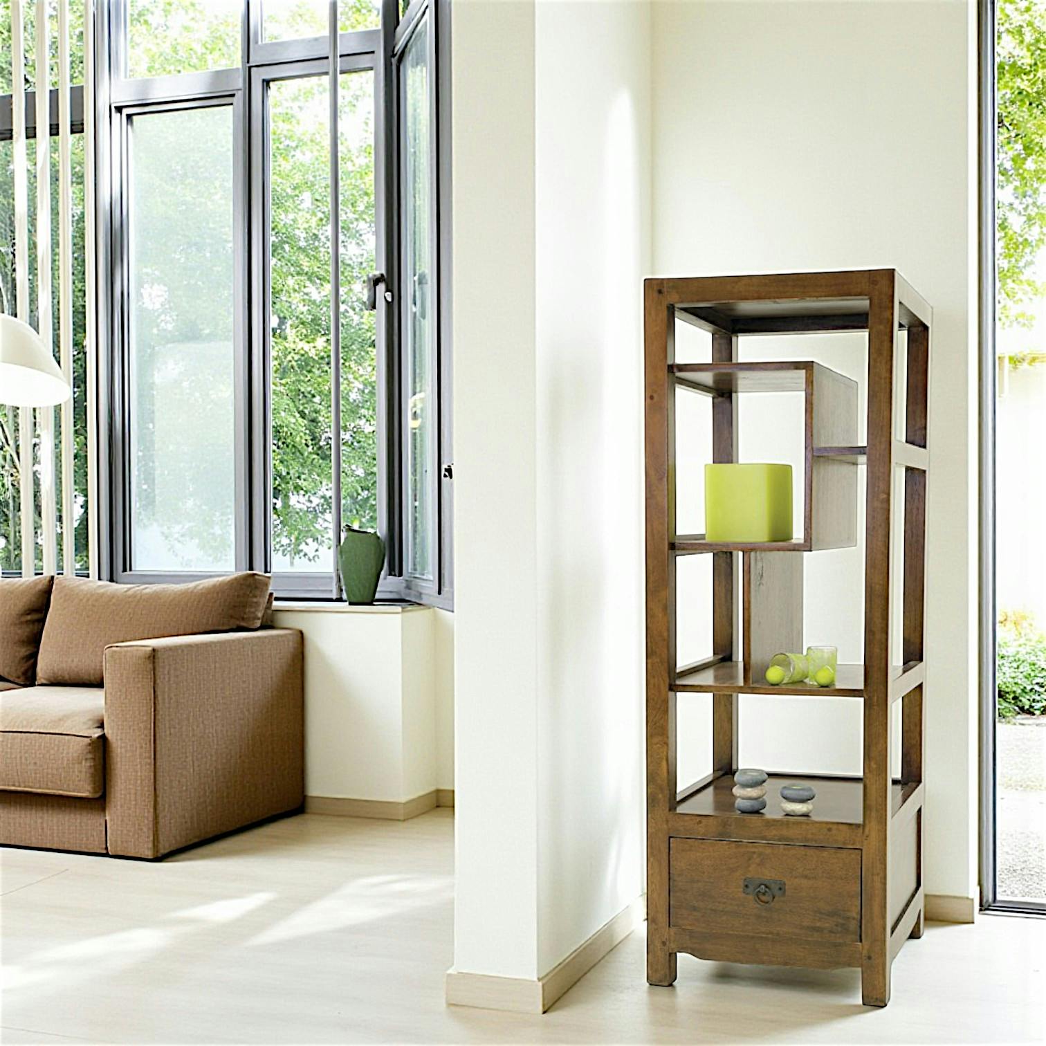 Etagère colonne destructurée hévéa 128cm MAORI