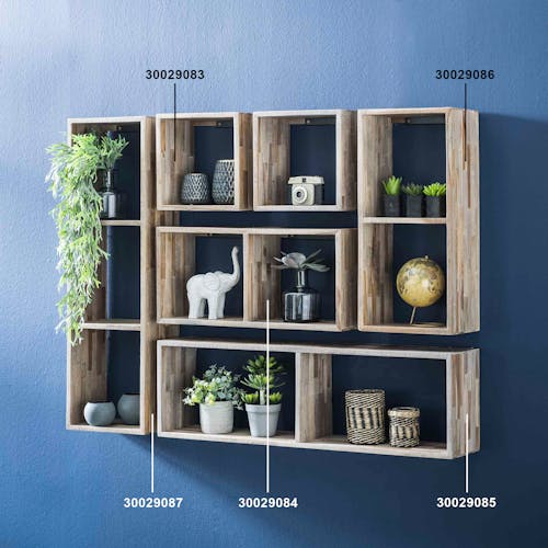 Etagère cube bois de teck recyclé finition vieillie 65 cm JAVA