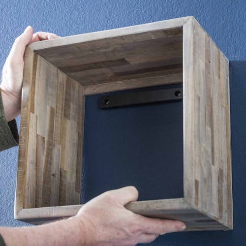Etagère cube verticale bois de teck recyclé finition vieillie 100 cm JAVA
