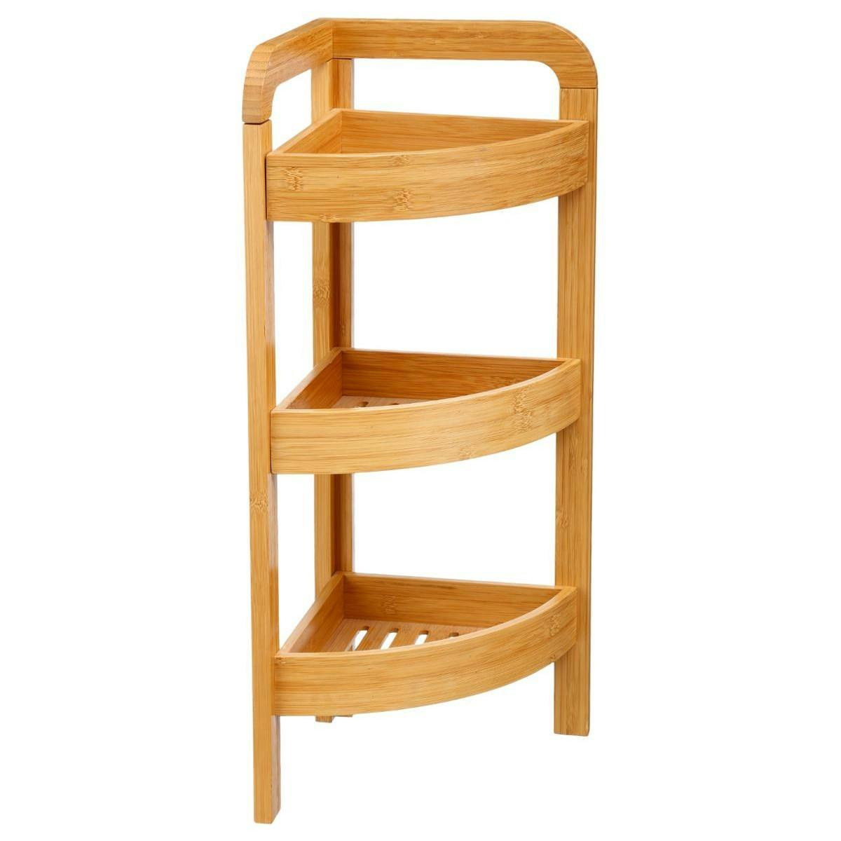 Etagère d'angle en bambou 3 plateaux