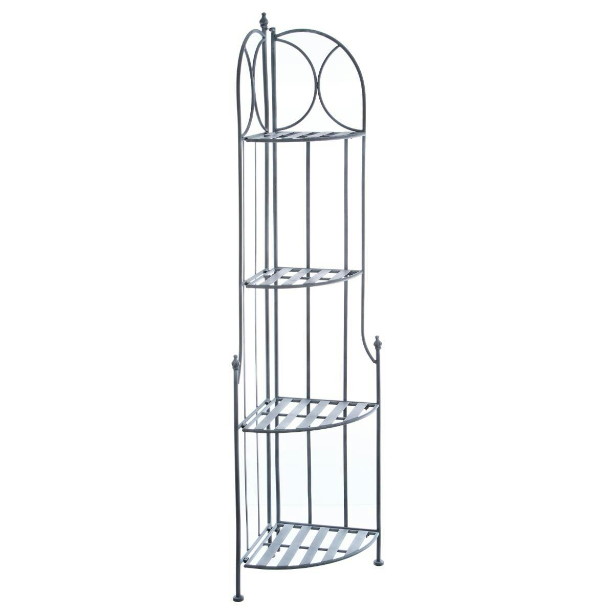 Etagere angle en metal gris de style campagne
