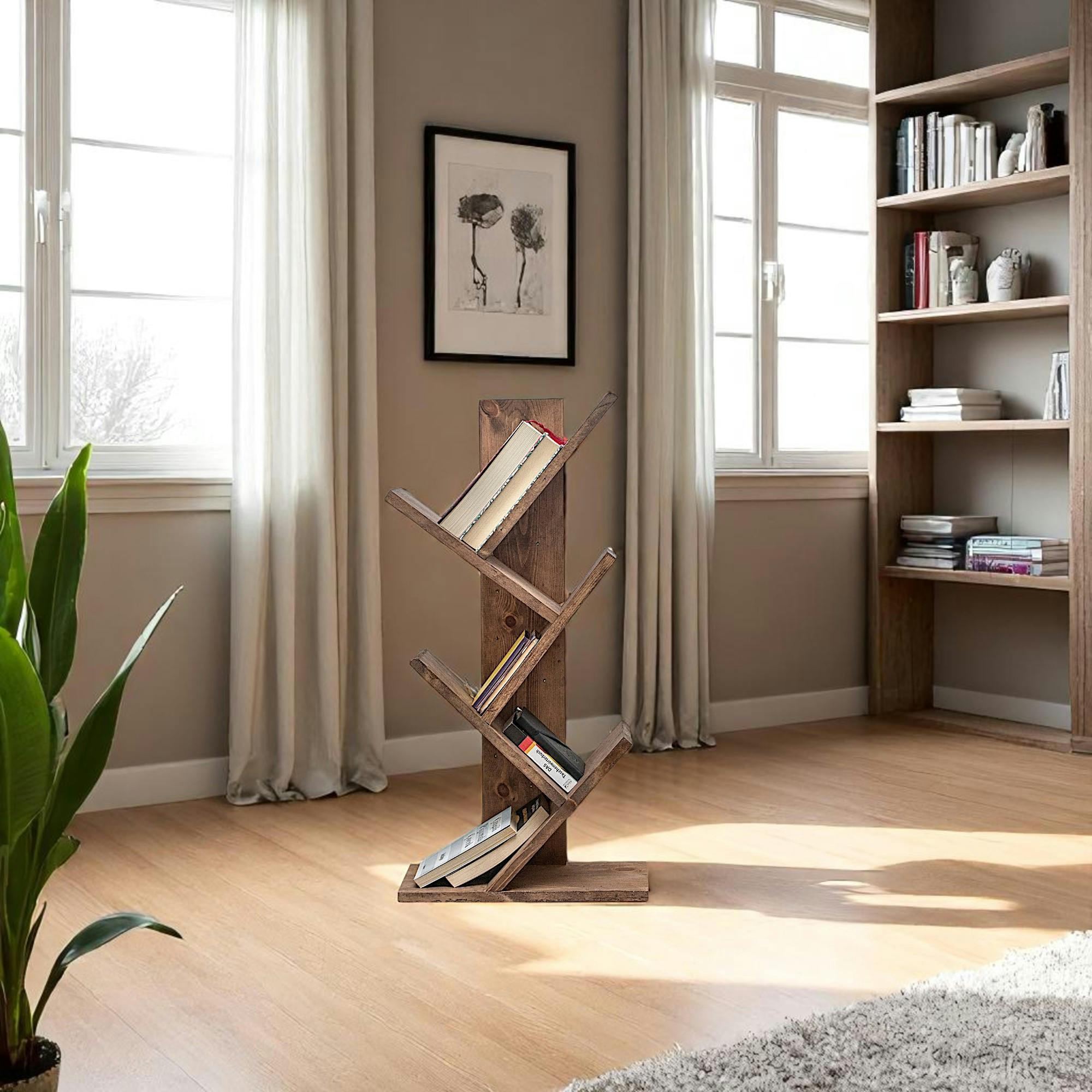 Etagère design en bois - forme arbre, 6 niveaux LINARES