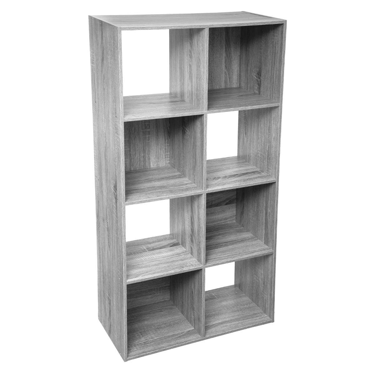 Etagère en bois grisé 8 casiers 134 cm
