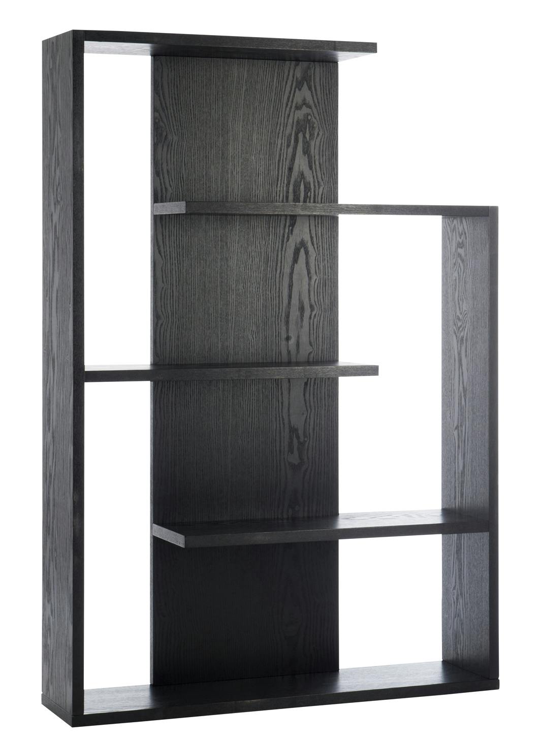 Etagère en bois noir 3 niveaux zigzag 100x24x145cm