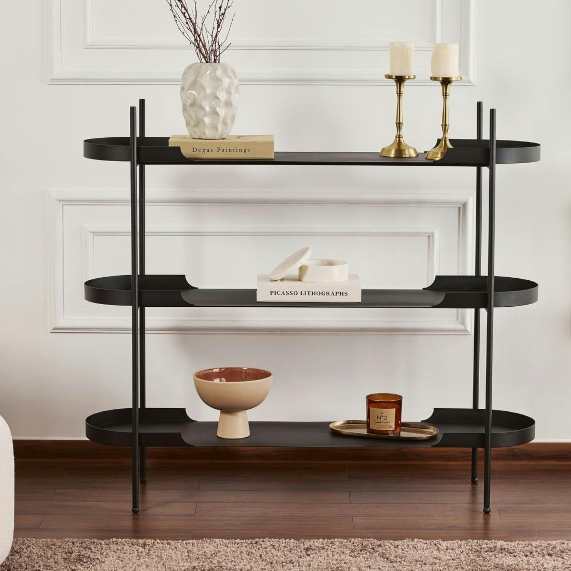 Étagère métal noir 3 plateaux bords ronds – esprit loft SFAX
