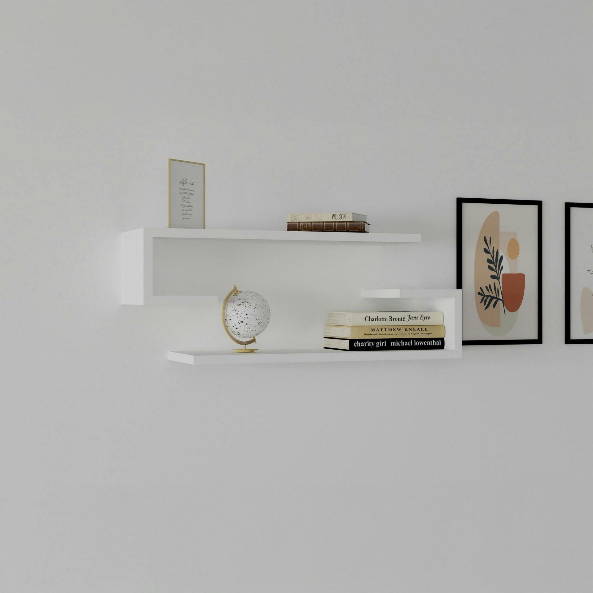 Étagère murale blanche avec retour (lot de 2) MARFA