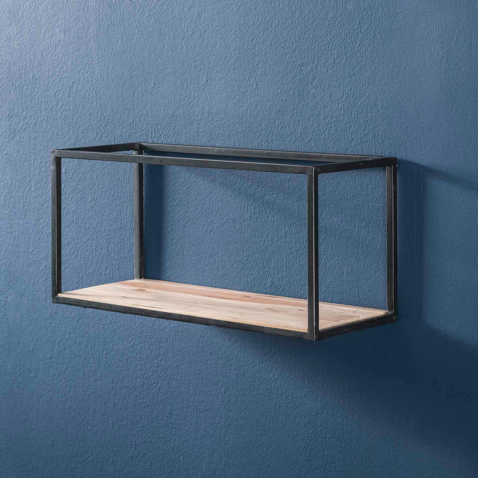 Etagère murale bois d'acacia métal 65 cm MELBOURNE