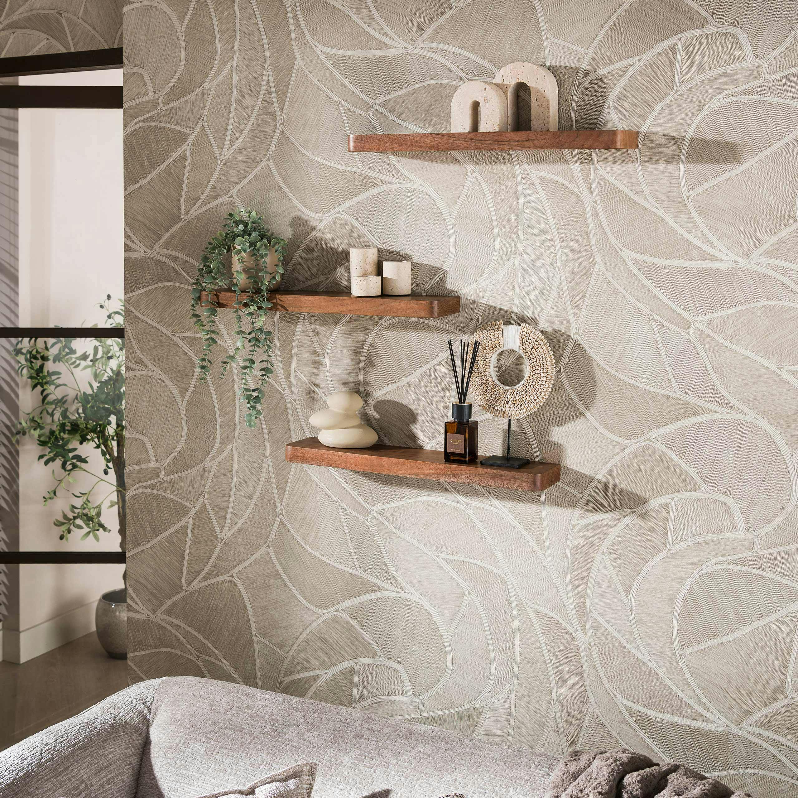 Etagère murale bois foncé à plateau épais 60 cm (lot de 3) NAKO