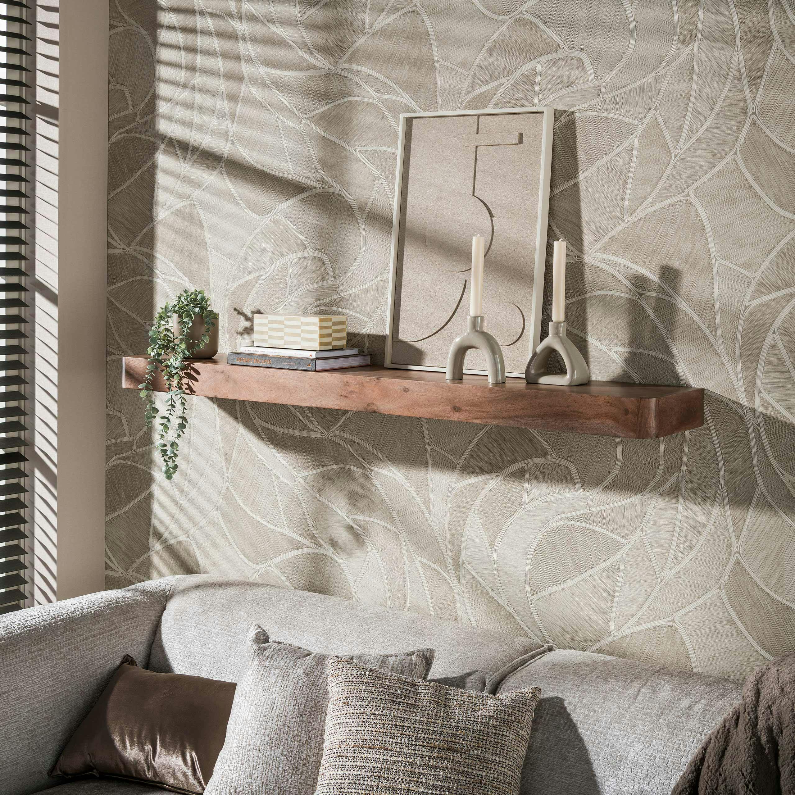 Etagère murale bois foncé plateau épais 150 cm NAKO