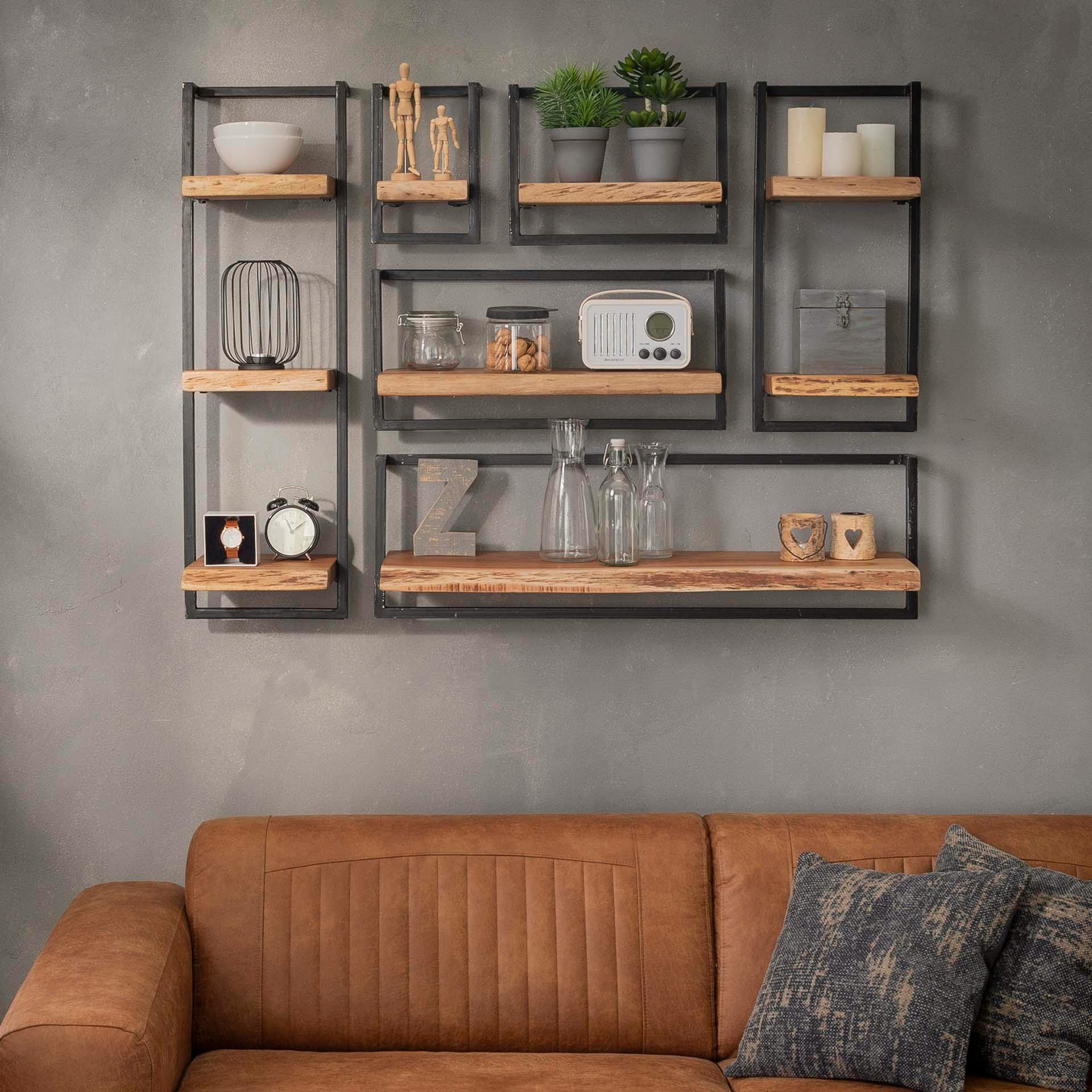 Étagère murale rectangulaire en métal et verre avec tiroirs