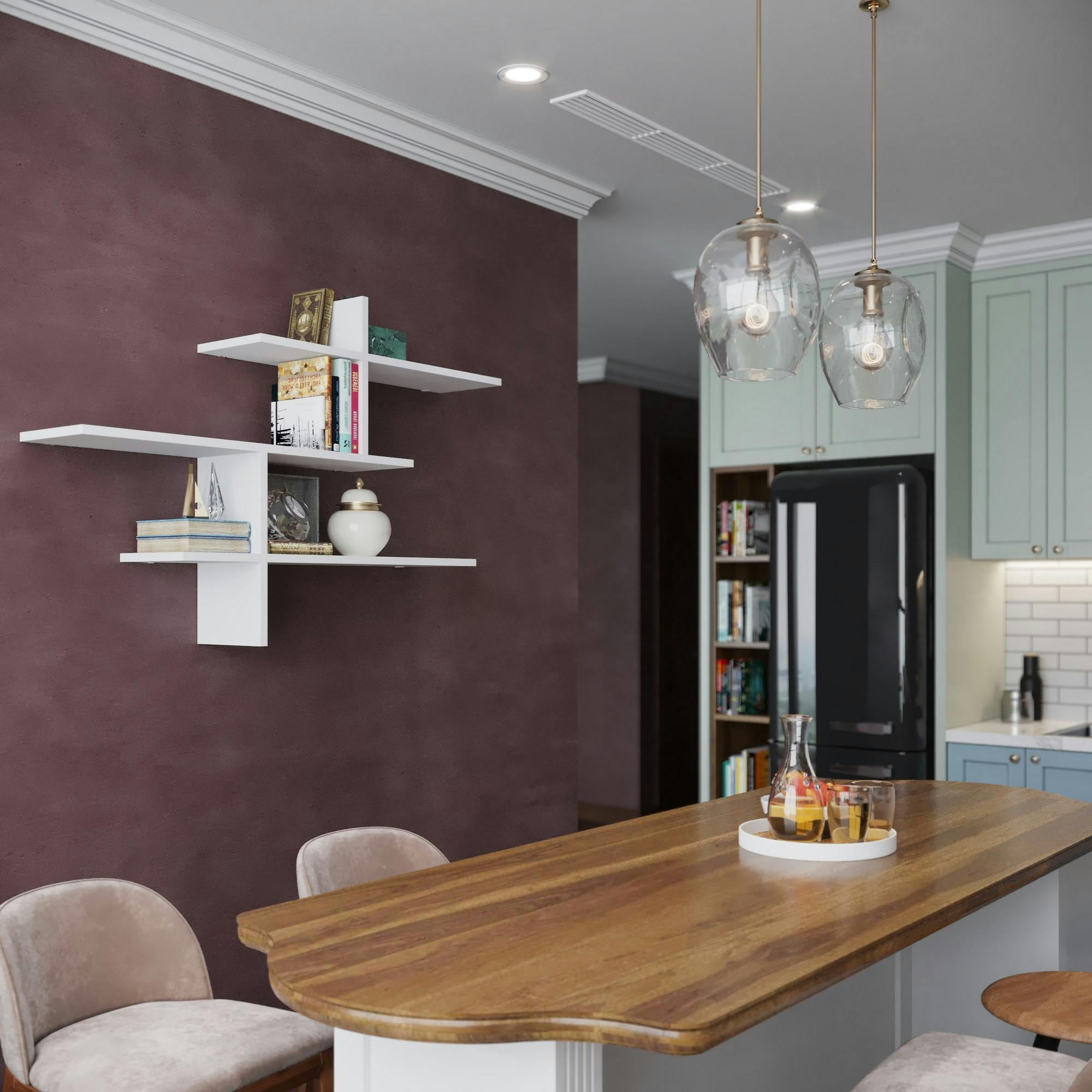 Étagère murale design blanche - 3 plateaux croisés MARFA