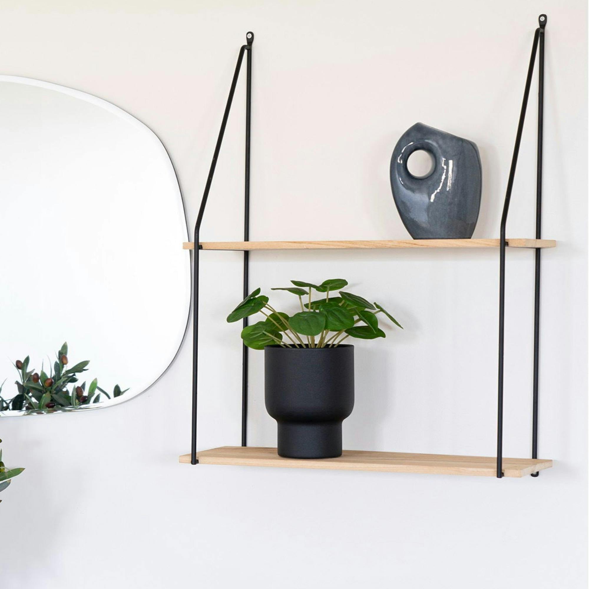 Etagère murale design en bois et métal noir TALLINN