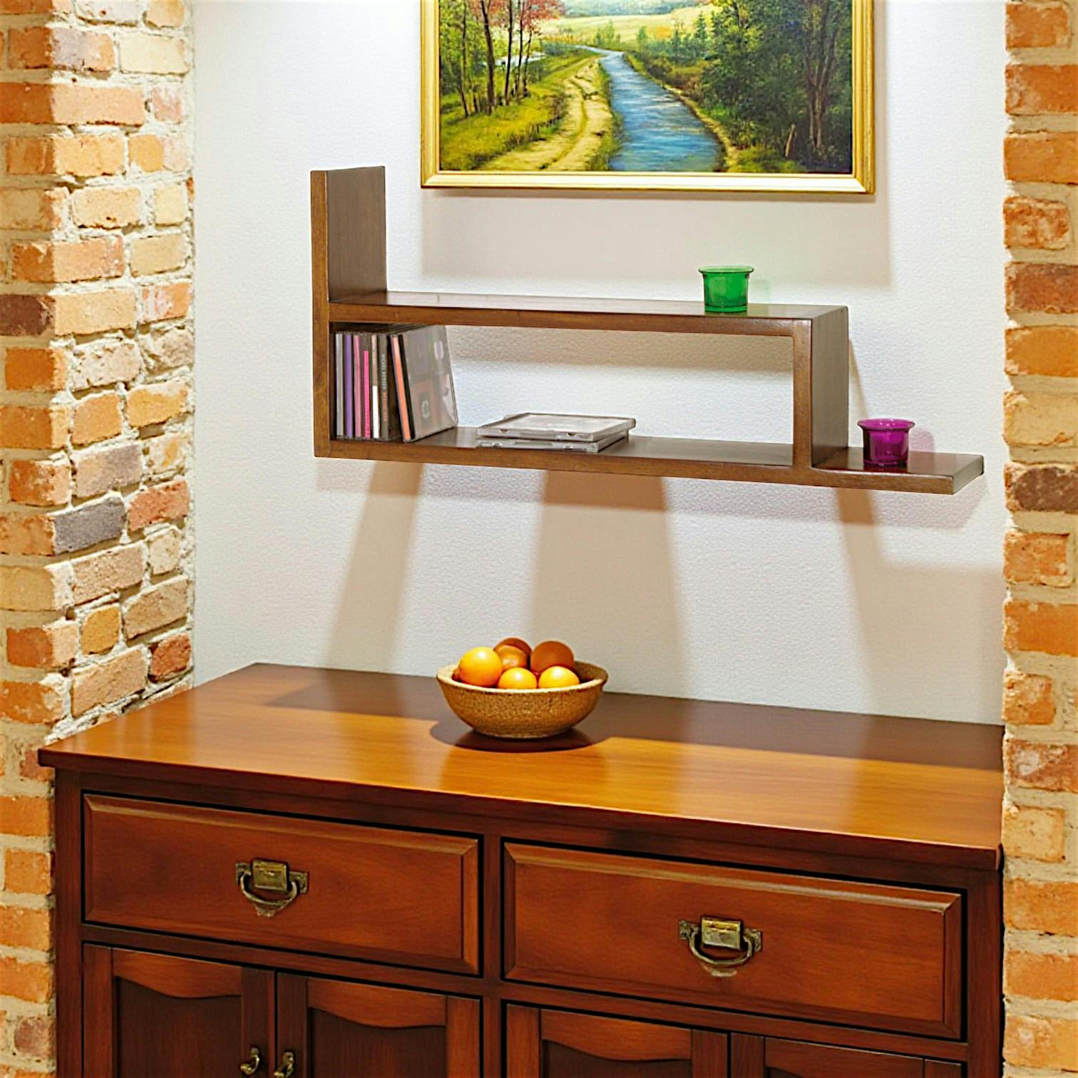 Etagère murale destructurée Hévéa 33x15x75cm TRADITION