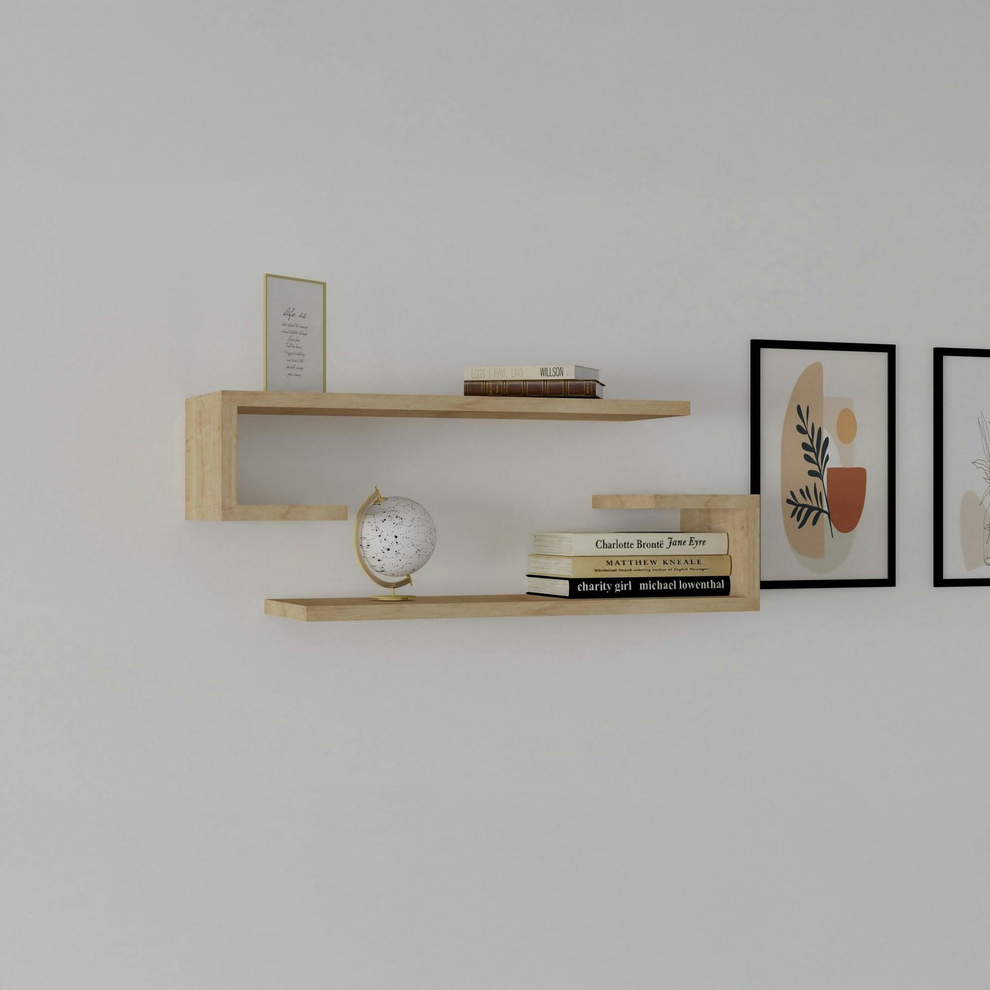 Étagère murale effet bois clair avec retour (lot de 2) MARFA