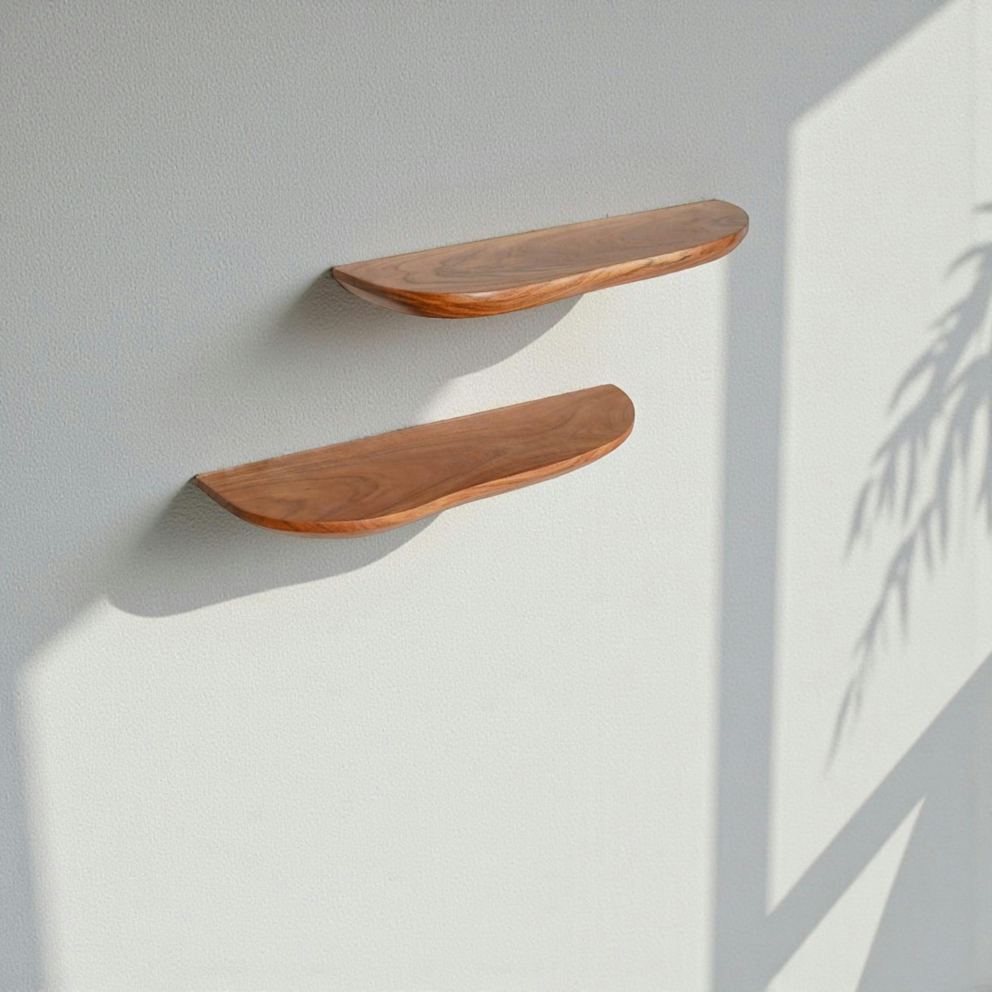 Etagère murale en bois à bords naturels (lot de 2) ARBOR