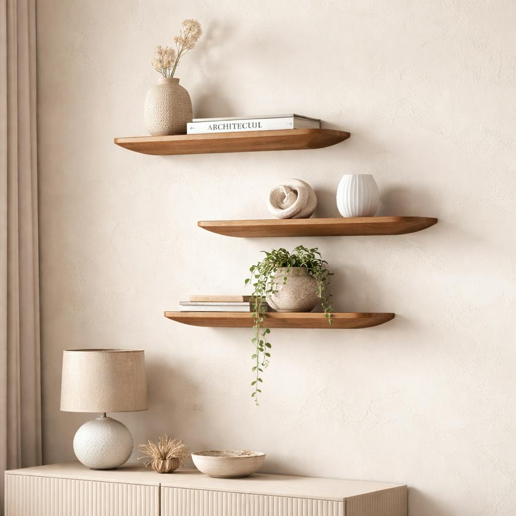 Etagère murale en bois de manguier 60 cm (lot de 3) ALMA