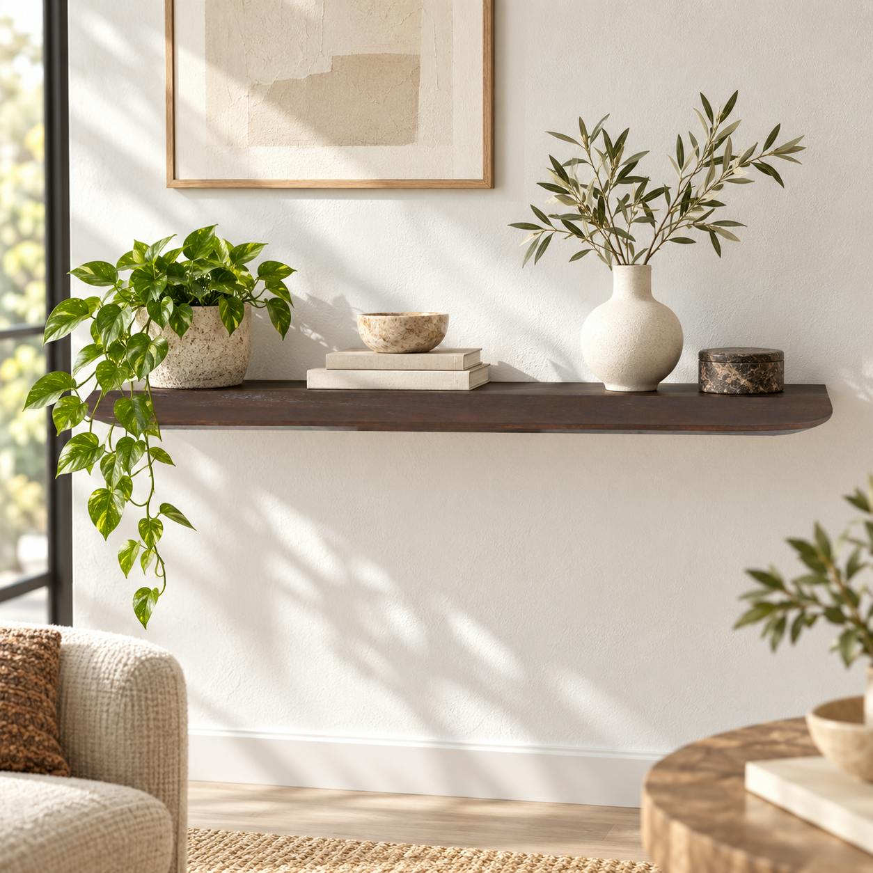 Etagère murale en bois de manguier marron 120 cm ALMA