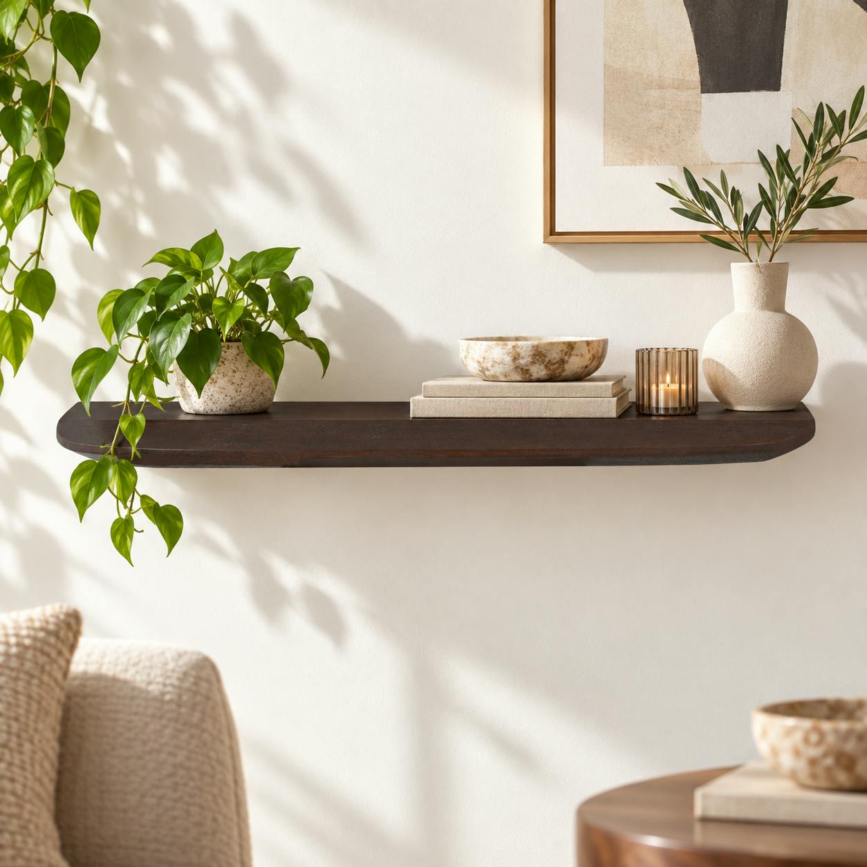 Etagère murale en bois de manguier marron 80 cm ALMA