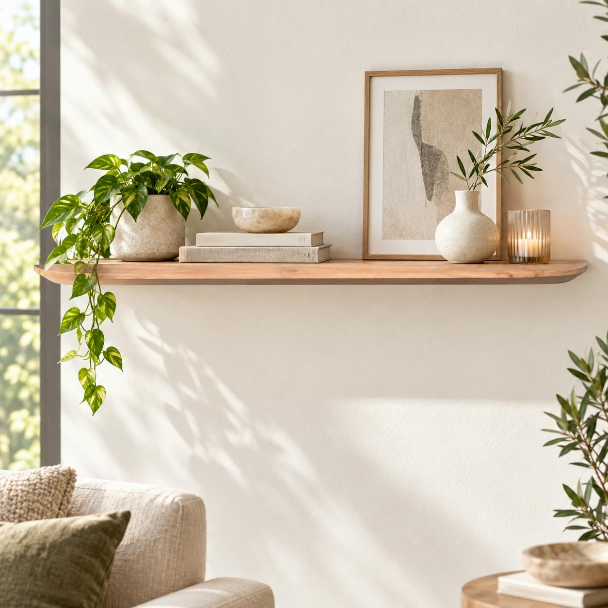 Etagère murale en bois de manguier naturel 120 cm ALMA
