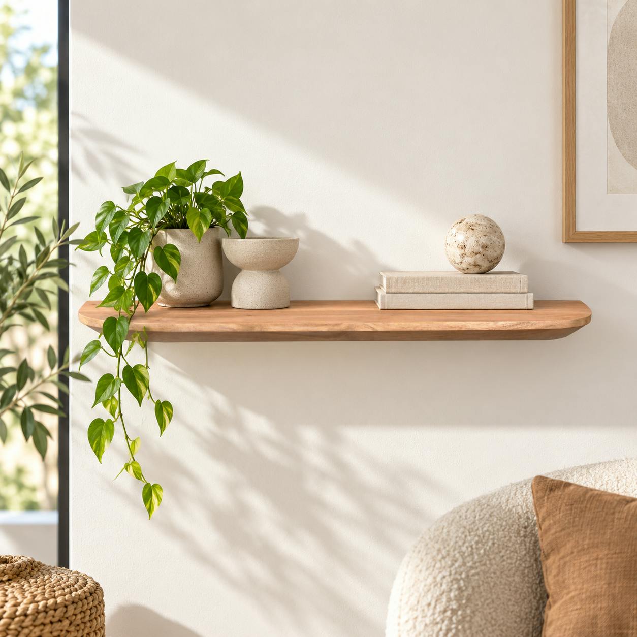 Etagère murale en bois de manguier naturel 80 cm ALMA