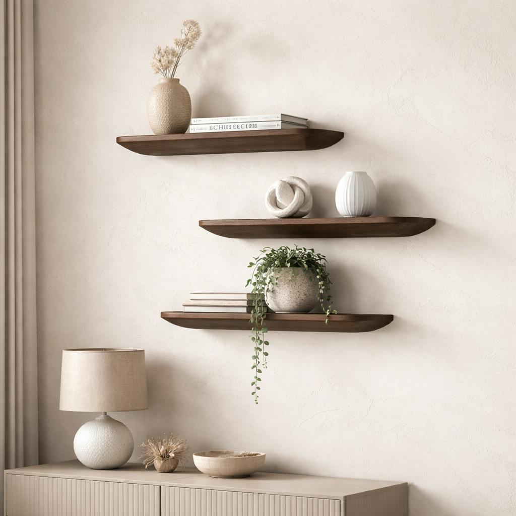 Etagère murale en bois foncé 60 cm (lot de 3) ALMA