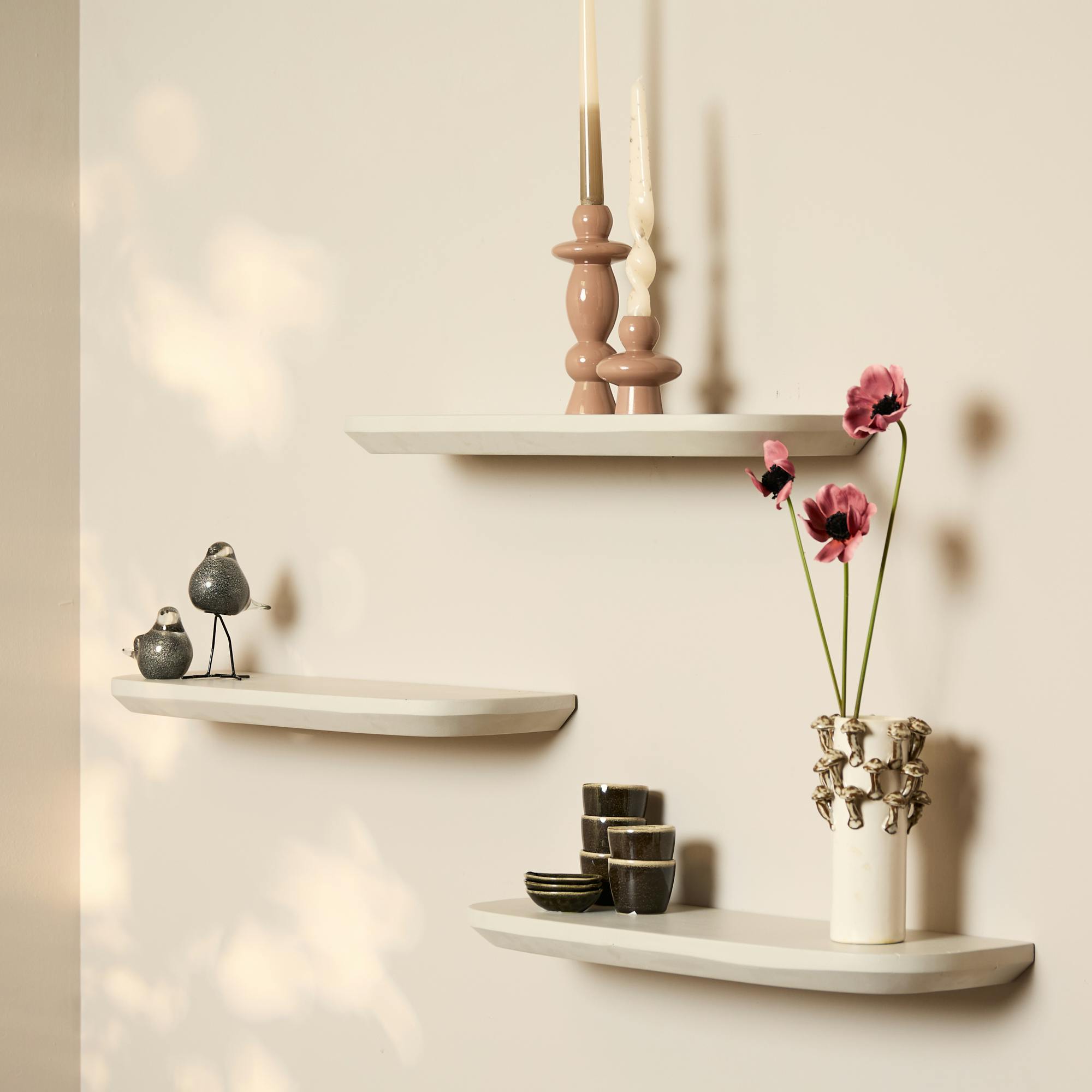 Etagère murale en bois sable 60 cm (lot de 3) ALMA