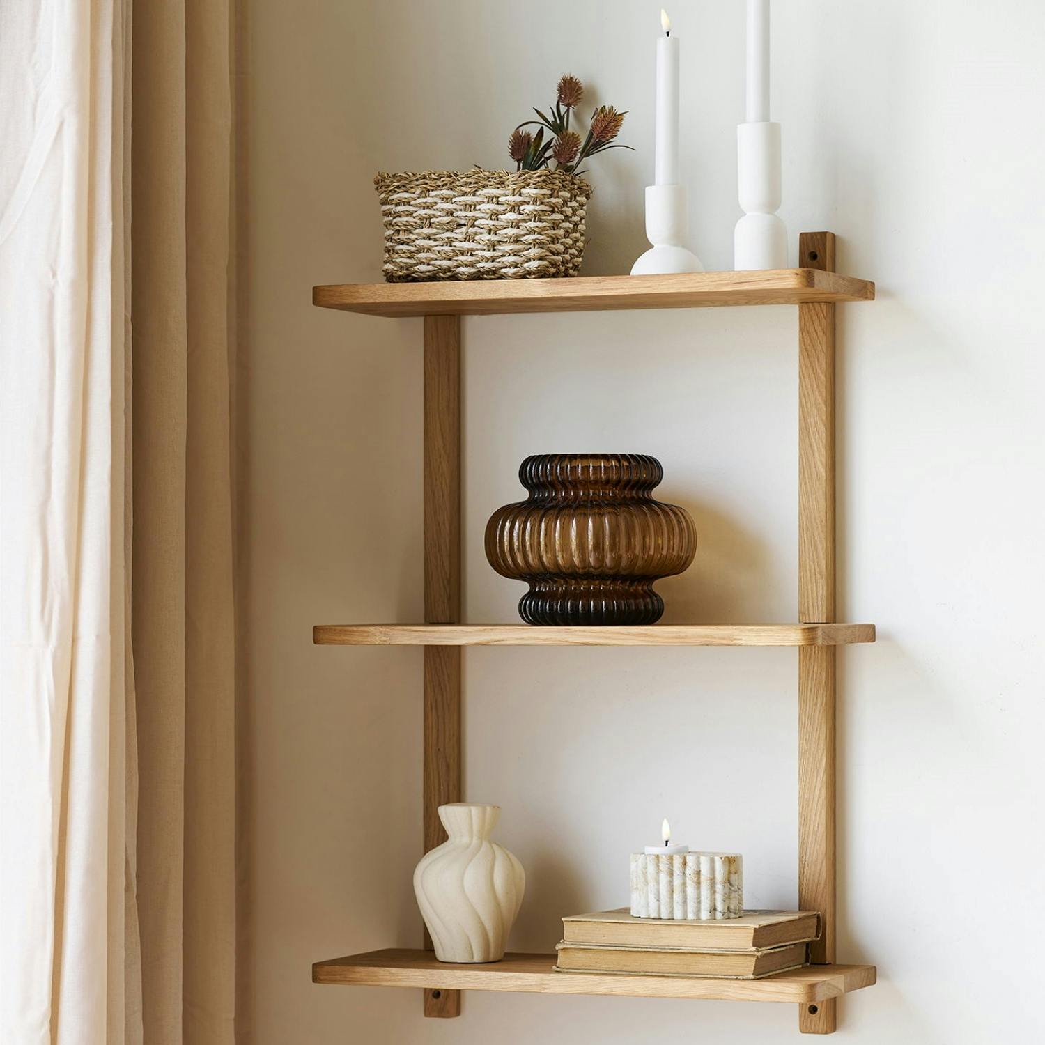 Etagère murale en chêne 3 plateaux 75 cm VARDE