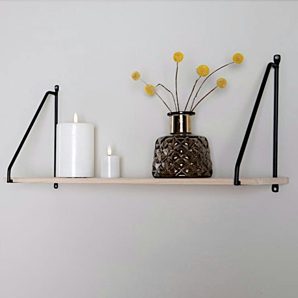 Etagère murale en métal noir et bois TALLINN