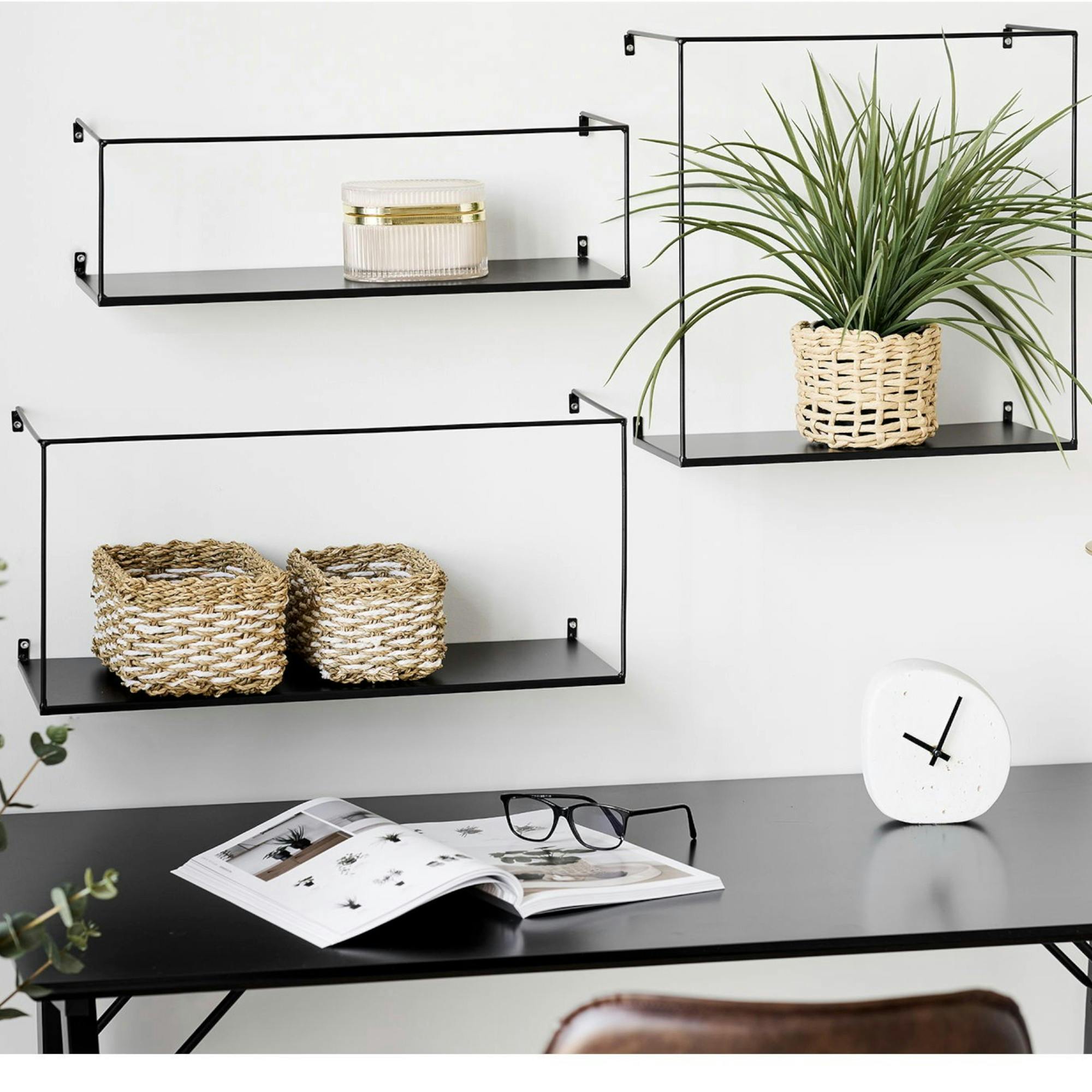 Etagère murale minimaliste en métal noir (lot de 3) TALLINN