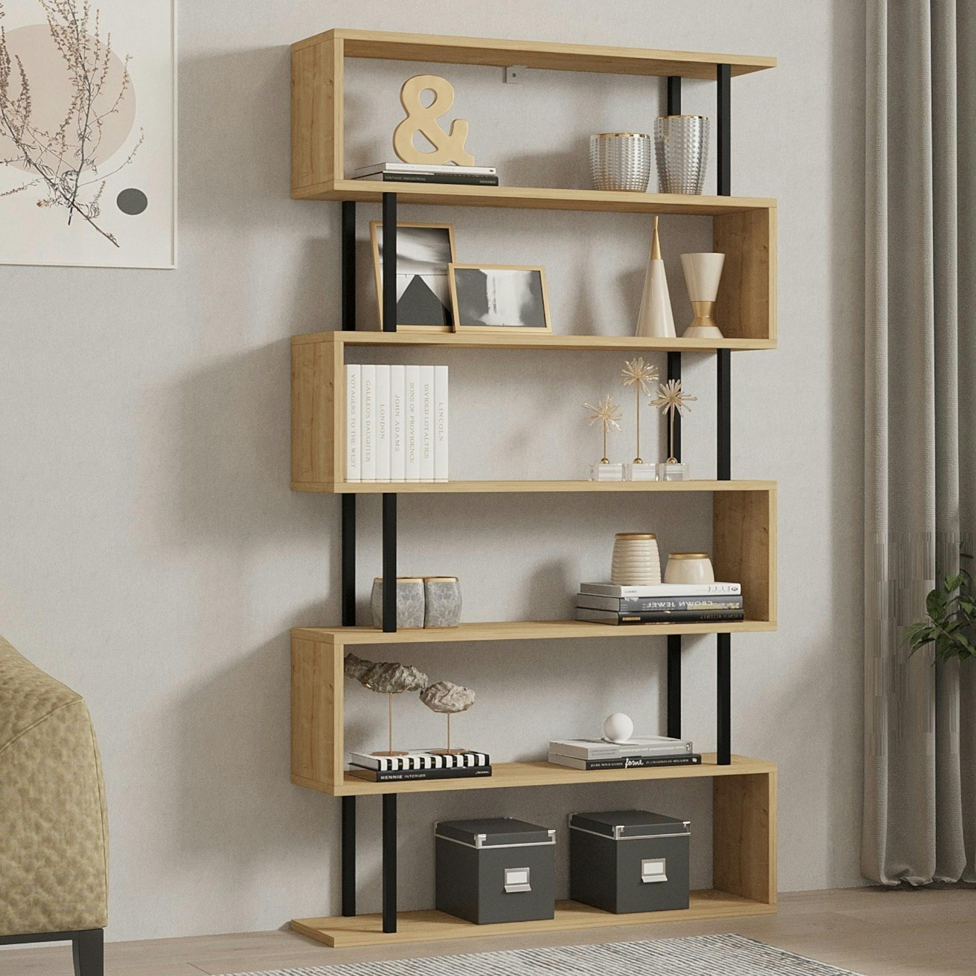 Étagère murale moderne effet bois clair - 6 niveaux UMEA